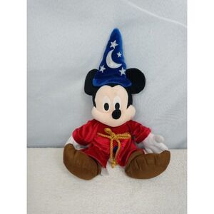 Disney Parks Sorcerer Mickey Mouse Plush Fantasia Wizard Hat Red Robe Toy